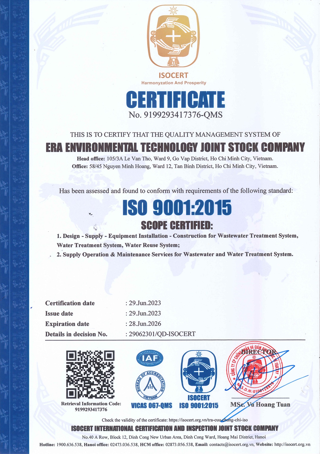 Giấy chứng nhận ISO 9001:2015